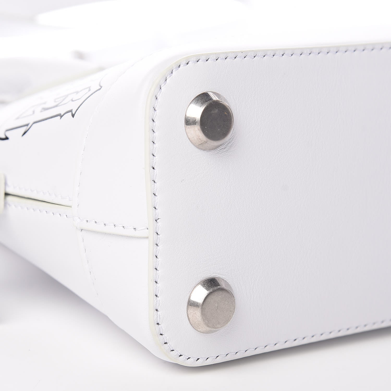 Balenciaga Calfskin Gothic Logo XXS Ville Top Handle Bag White 8 of 9