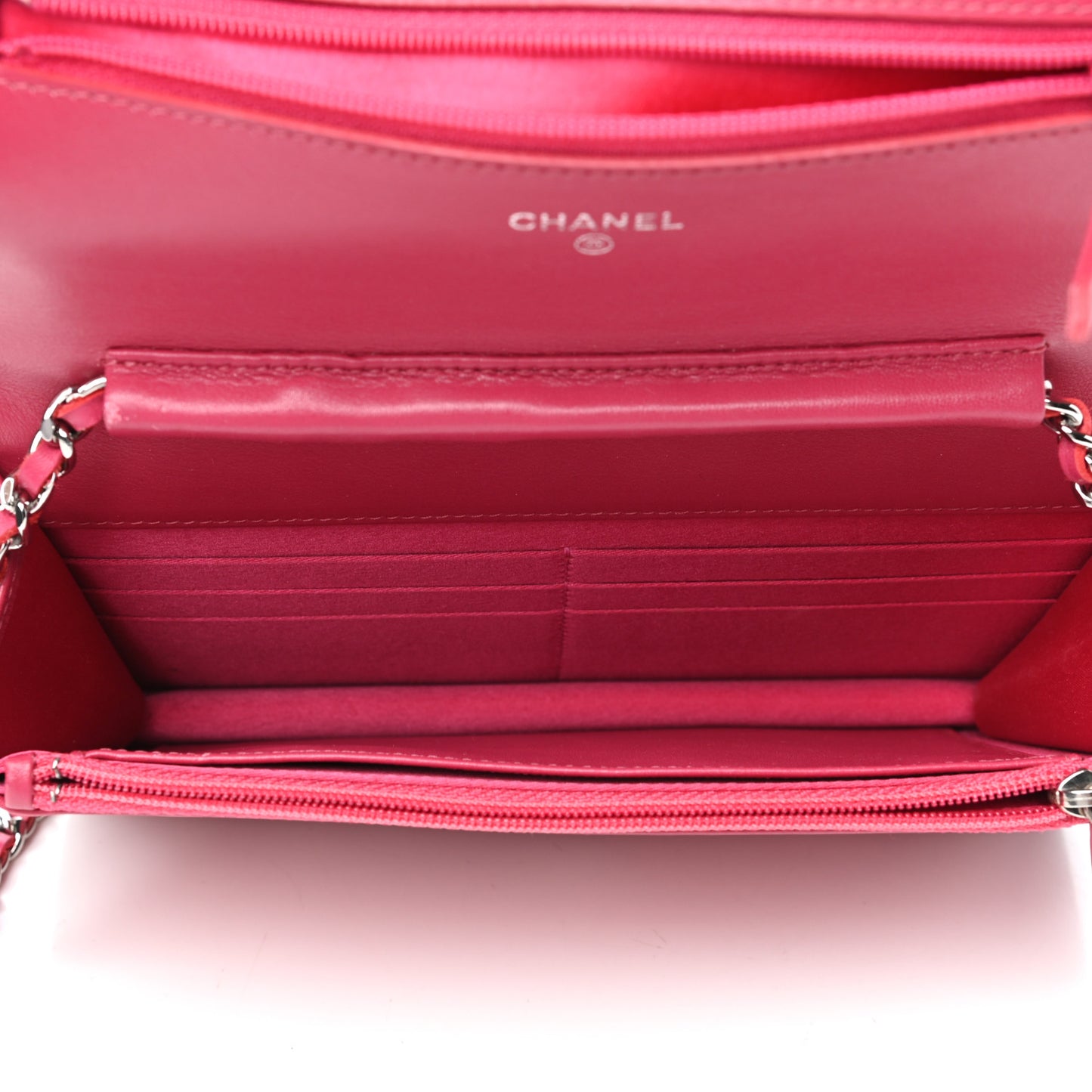 Patent Camellia Embossed Wallet on Chain WOC Rose