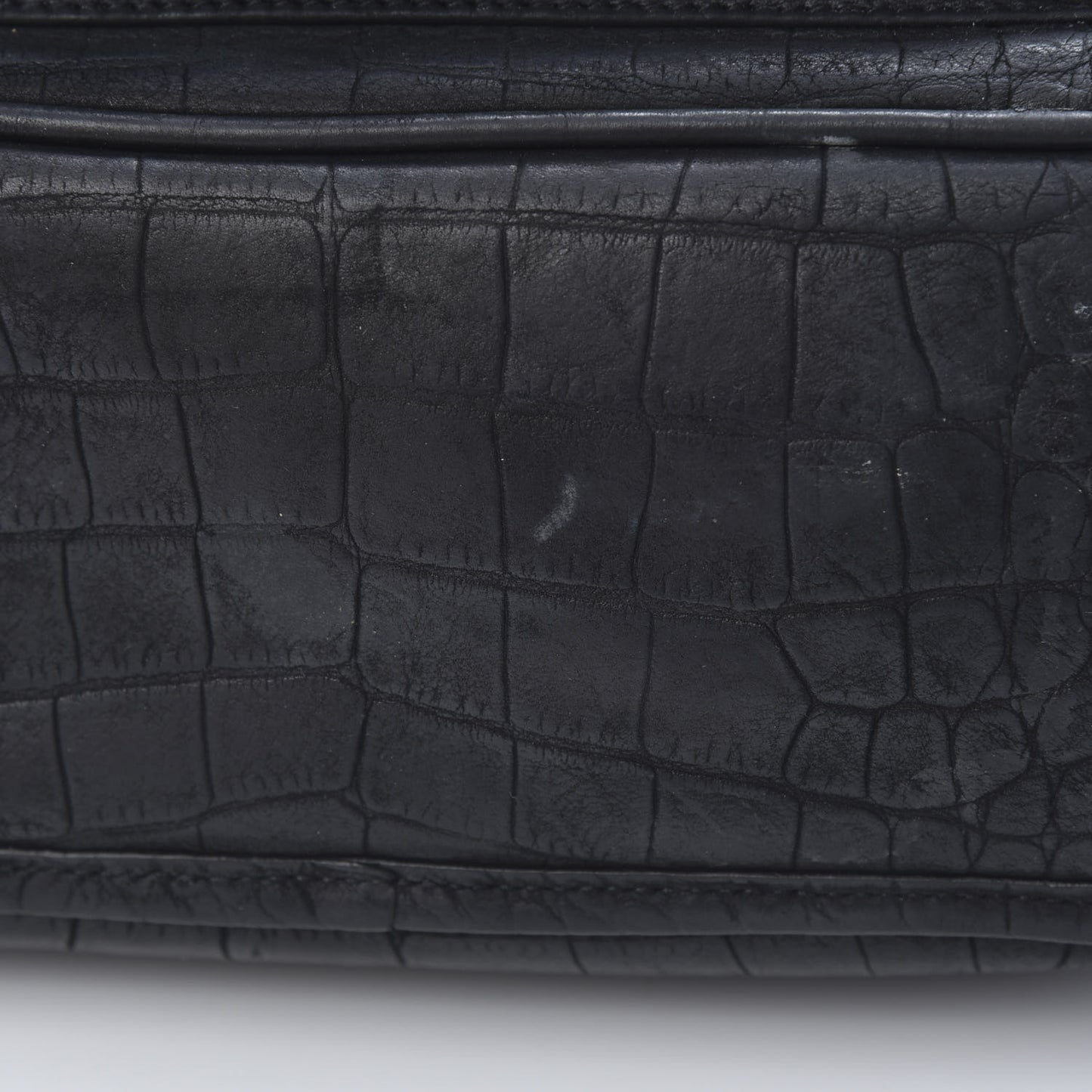 Nubuck Crocodile Embossed Monogram Medium Niki Chain Satchel Black