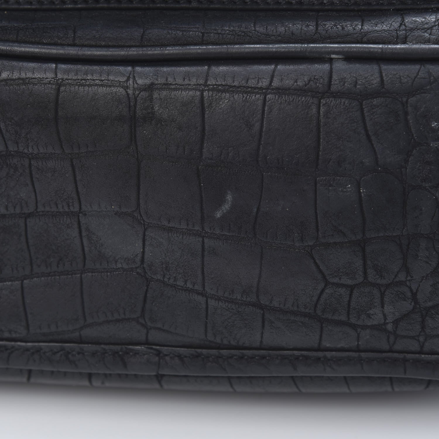 Saint Laurent Nubuck Crocodile Embossed Monogram Medium Niki Chain Satchel Black 12 of 16
