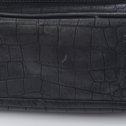 Saint Laurent Nubuck Crocodile Embossed Monogram Medium Niki Chain Satchel Black 12 of 16
