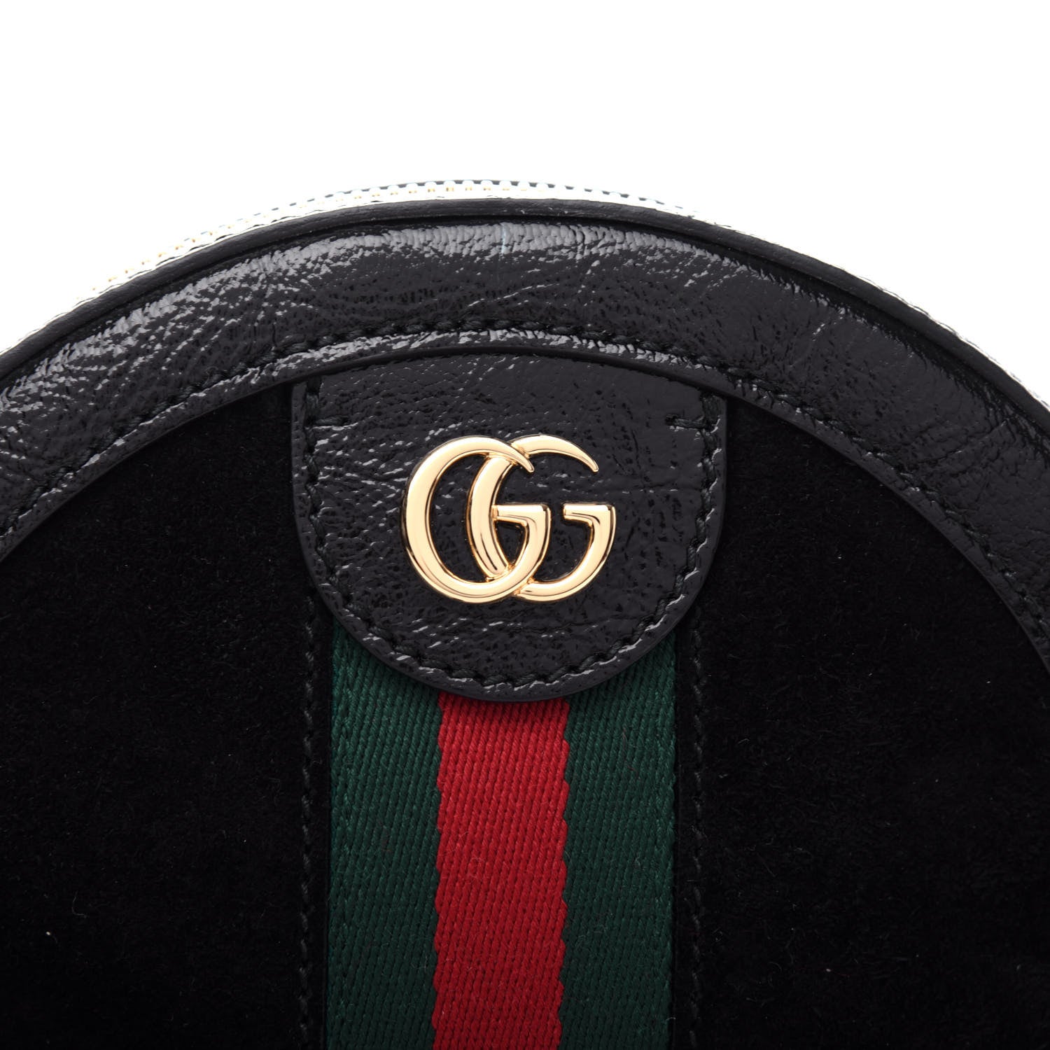 Gucci Suede Patent Web Mini Ophidia Round Shoulder Bag Black 10 of 10