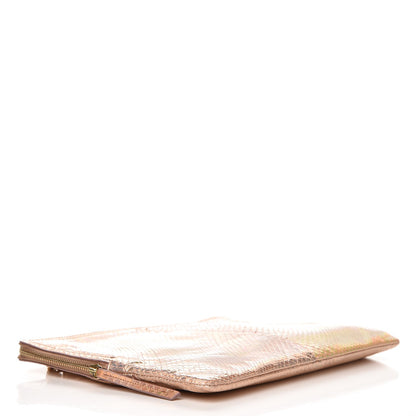 Lanvin Laminated Holographic Python Zipped Clutch Rose 4 of 7