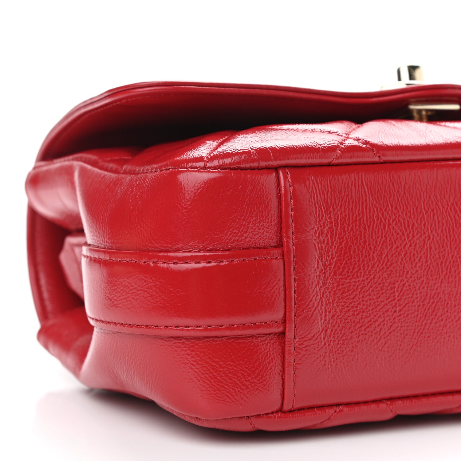 Chanel Crumpled Glazed Lambskin Quilted Mini Flap Red 9 of 11