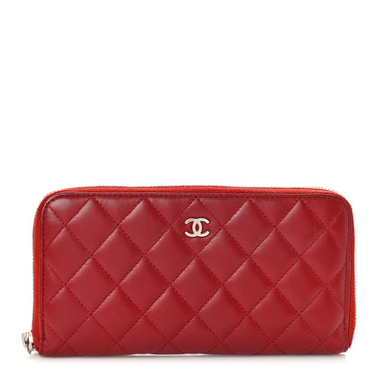 Chanel Lambskin Quilted Large Gusset Zip Around Wallet Red 1 of 11