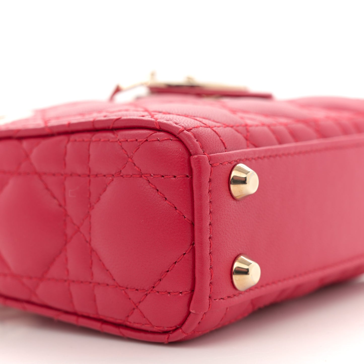 Lambskin Cannage Micro Lady Dior Red