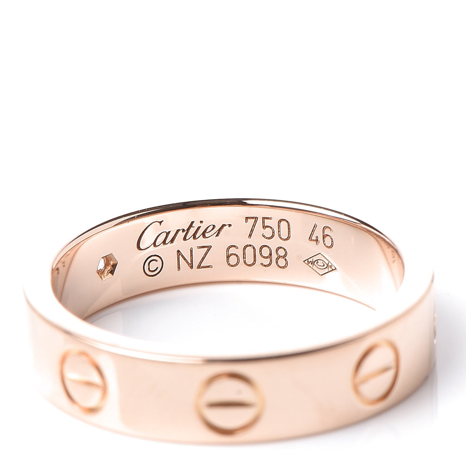 Cartier 18K Pink Gold Diamond 4mm LOVE Wedding Band Ring 46 3.75 4 of 5