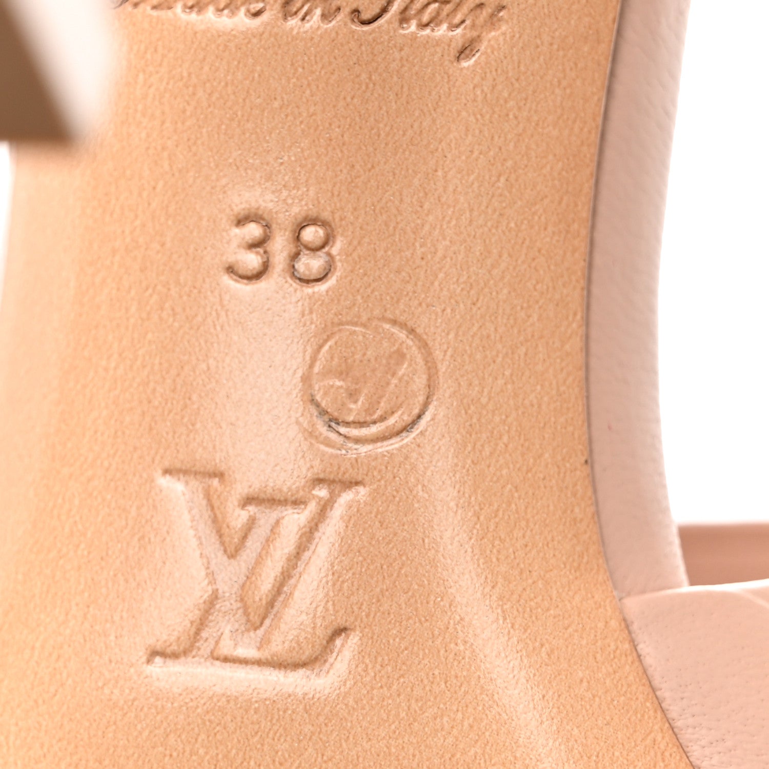 Louis Vuitton Lambskin Embossed Monogram Revival Mules 38 Beige 9 of 9