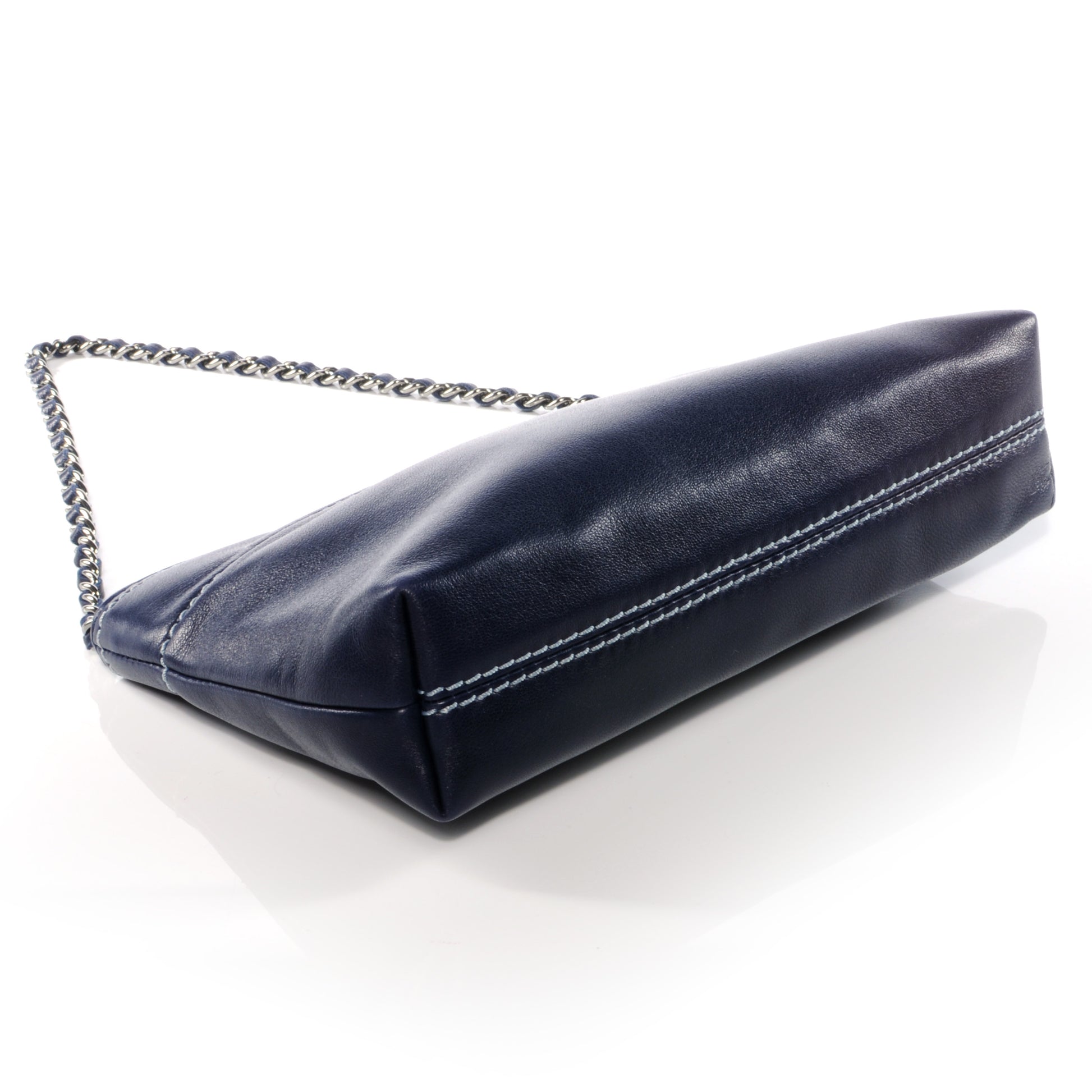 Chanel Leather Lax Pochette Navy Blue 4 of 7