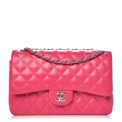 Chanel Lambskin Quilted Jumbo Double Flap Dark Pink 1 of 11