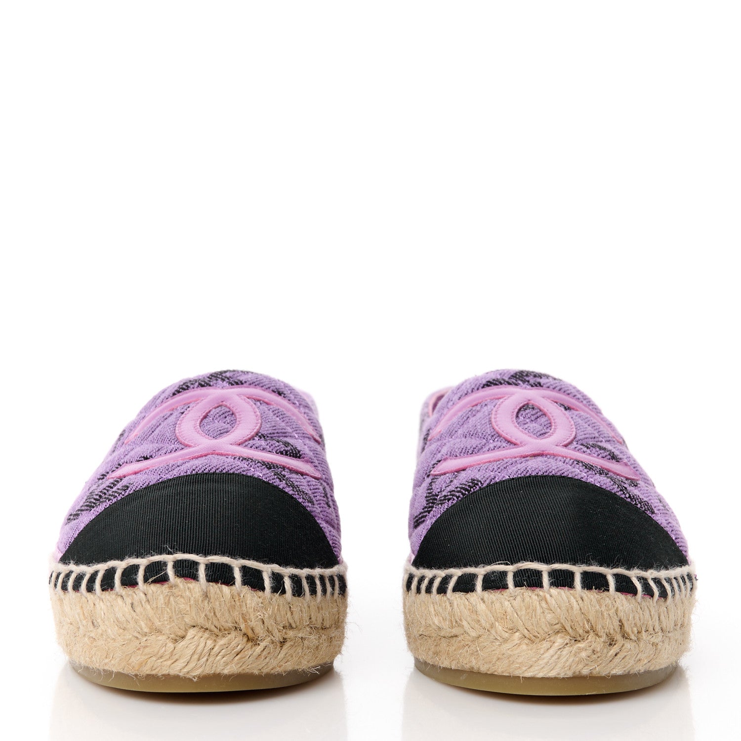 Chanel Cotton Jacquard Grosgrain CC Print Espadrilles 36 Purple Black 2 of 11