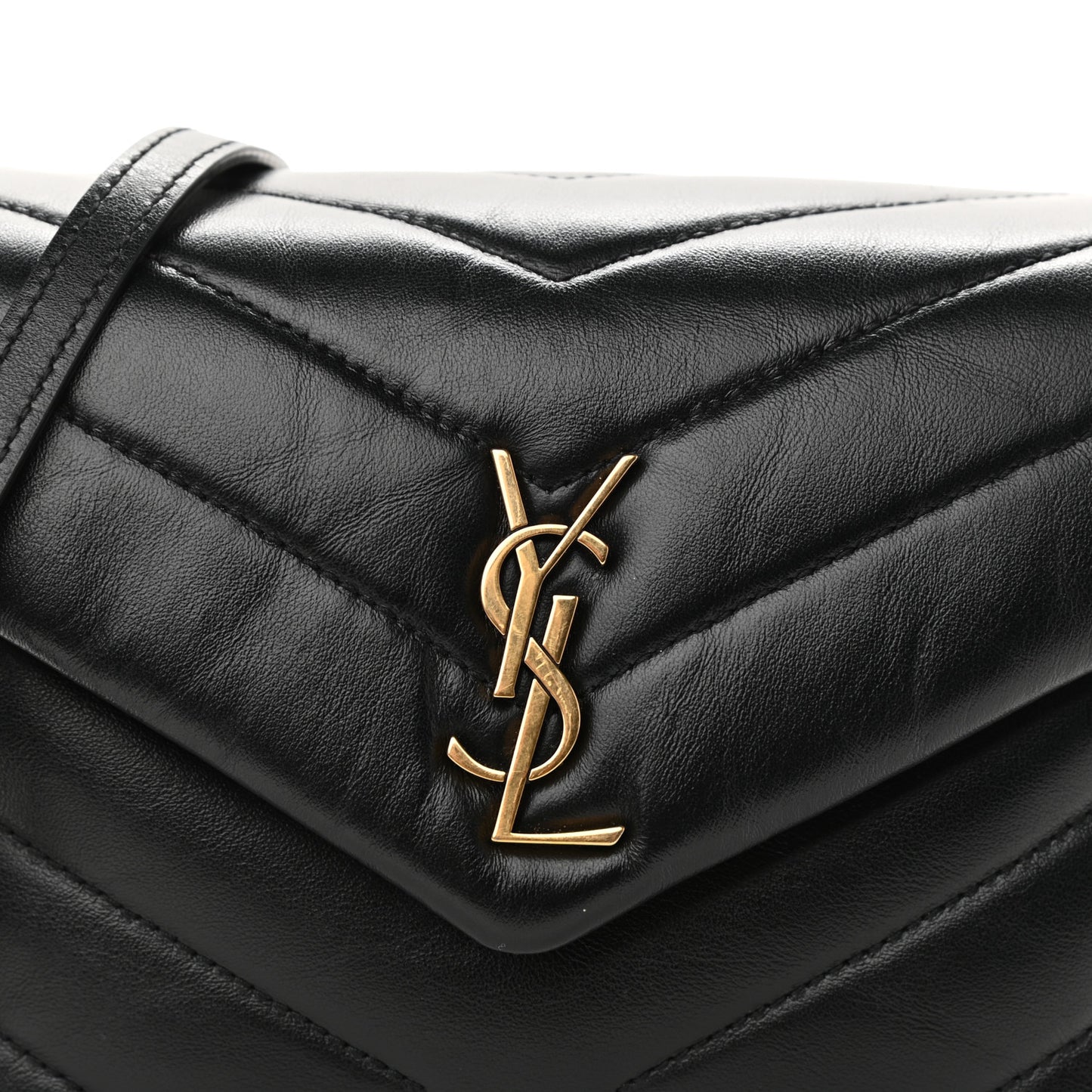 Calfskin Y Quilted Monogram Toy Loulou Crossbody Bag Black