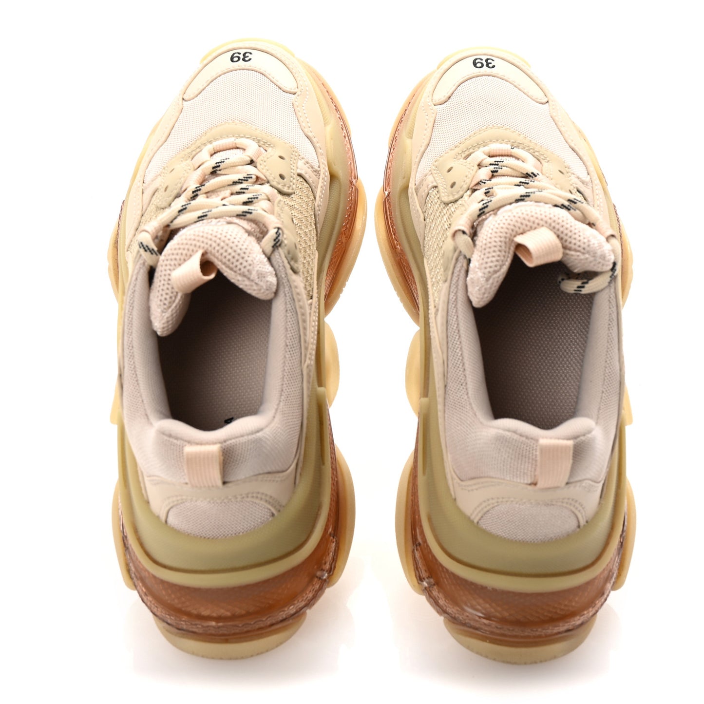 Fabric Mesh Clear Sole Womens Triple S Sneakers 39 Nude