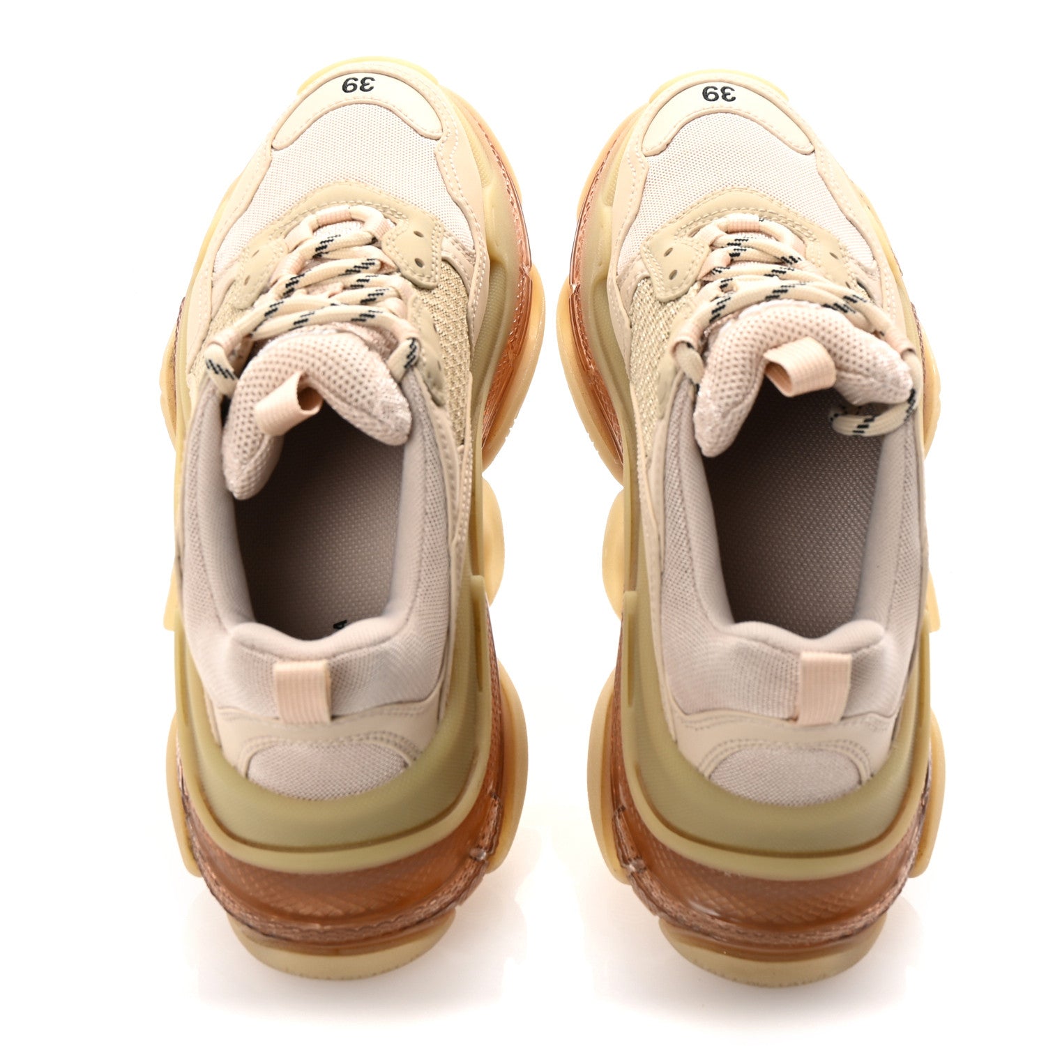 Balenciaga Fabric Mesh Clear Sole Womens Triple S Sneakers 39 Nude 2 of 10