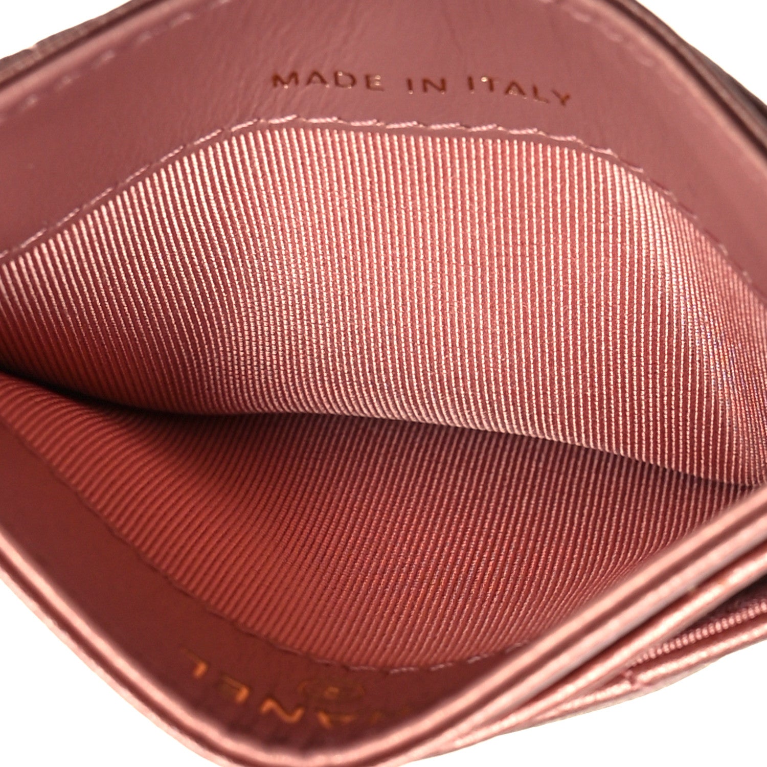 Chanel Metallic Caviar Quilted Reissue Card Holder Copper Pink 5 of 9