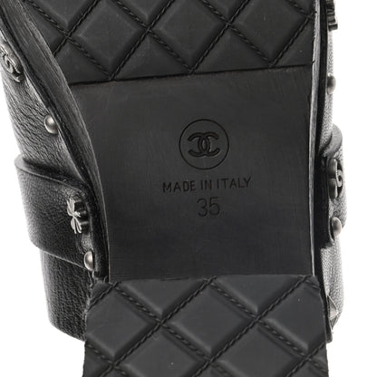 Chanel Calfskin CC Lucky Charms Studded Clogs 35 Black 8 of 8