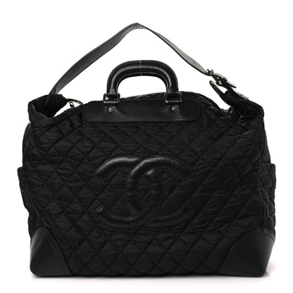 Chanel Nylon Calfskin Quilted Timeless Luggage Bag Black 1 of 11