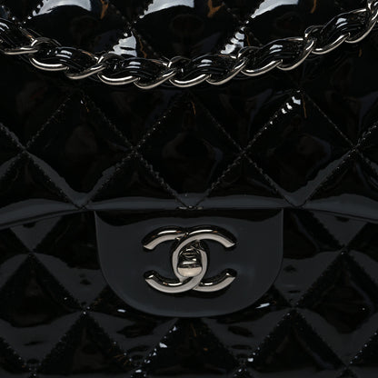 Chanel Patent Quilted Jumbo Double Flap Black 8 of 11