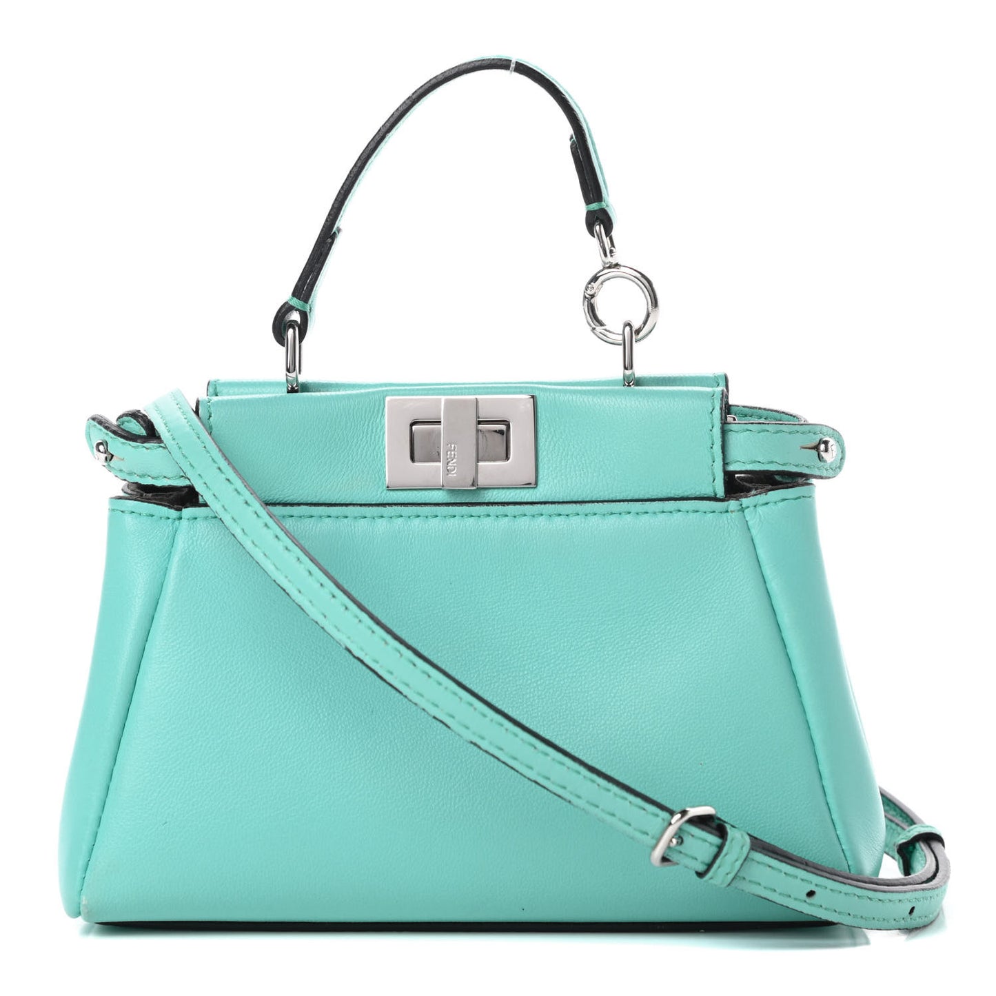 Shiny Nappa Micro Peekaboo Iconic Satchel Turchese Egiz