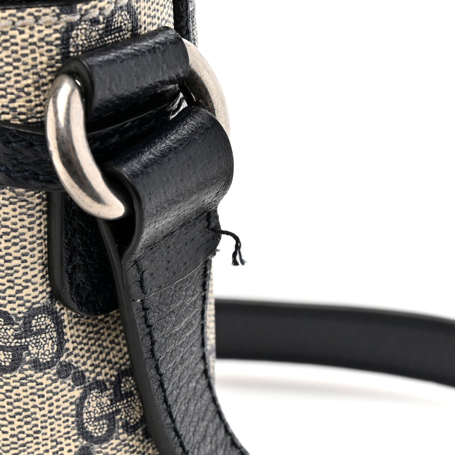 GG Supreme Monogram Textured Dollar Calfskin Web Small Ophidia Messenger Bag Beige Blue