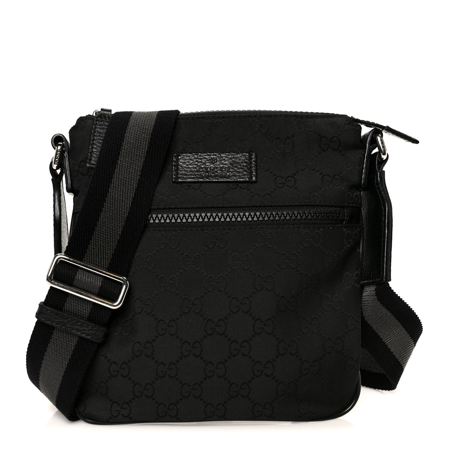 Nylon Monogram Mini Flat Messenger Bag Black