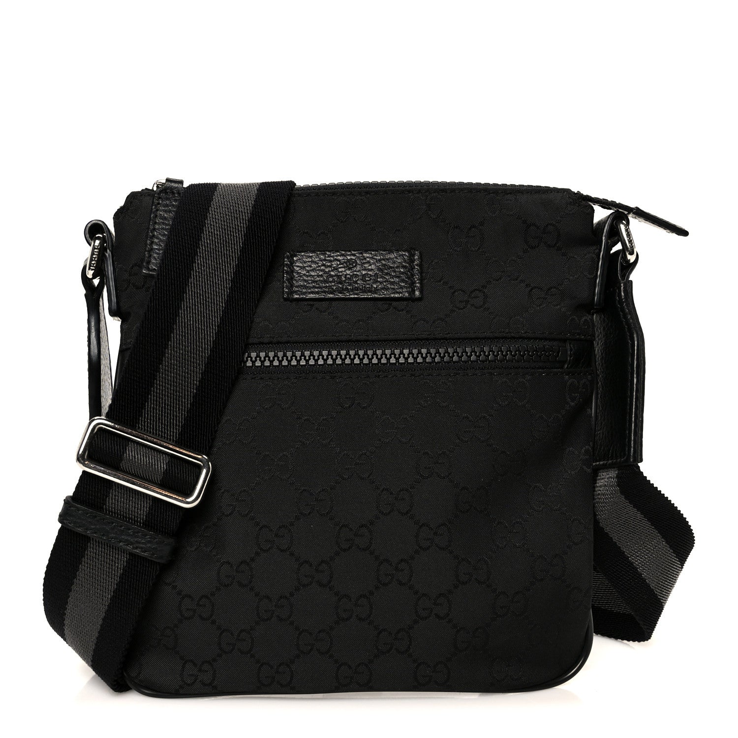 Gucci Nylon Monogram Mini Flat Messenger Bag Black 1 of 11