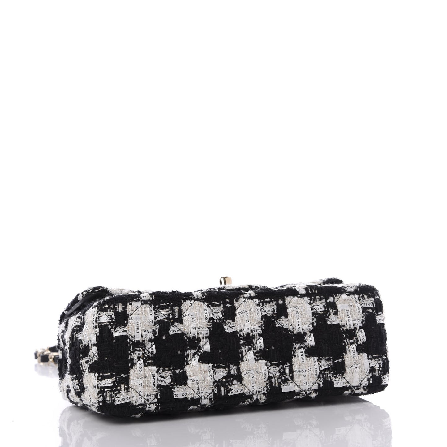 Tweed Quilted Mini Rectangular Flap Black Ecru White