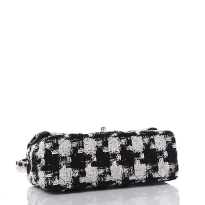 Chanel Tweed Quilted Mini Rectangular Flap Black Ecru White 3 of 10