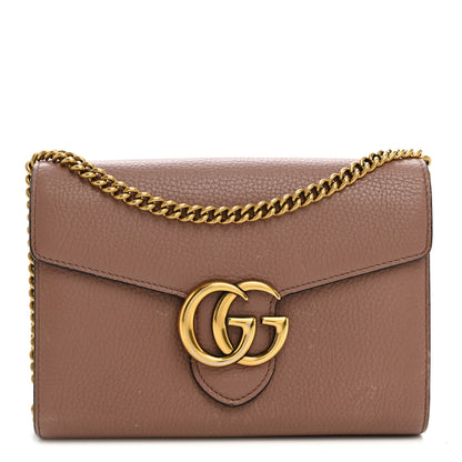 Gucci Cellarius Calfskin GG Marmont Chain Wallet Rosy Phard 1 of 12