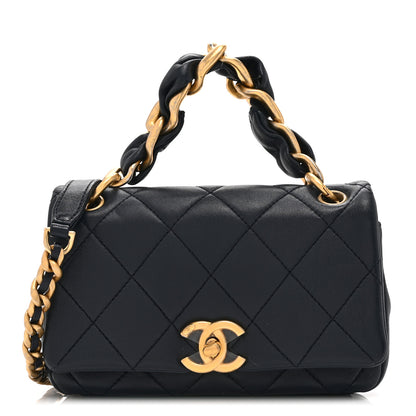 Chanel Shiny Lambskin Small Chain Is More Flap Navy Blue 1 of 10