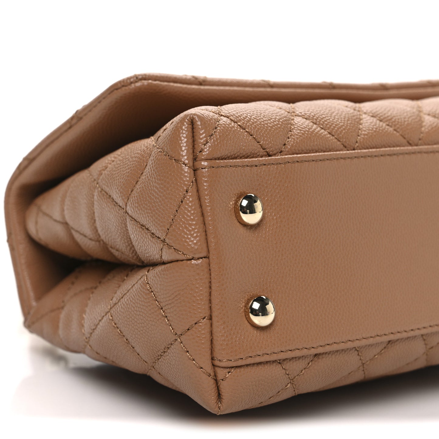 Caviar Quilted Mini Coco Handle Flap Beige