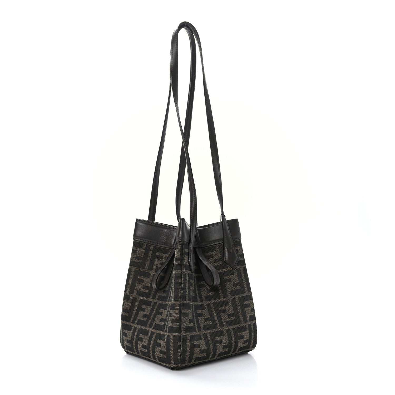Fendi Fabric Jacquard Vitello Grace FF 1974 Mini Fendi Origami Tobacco Moro Ebano 5 of 13
