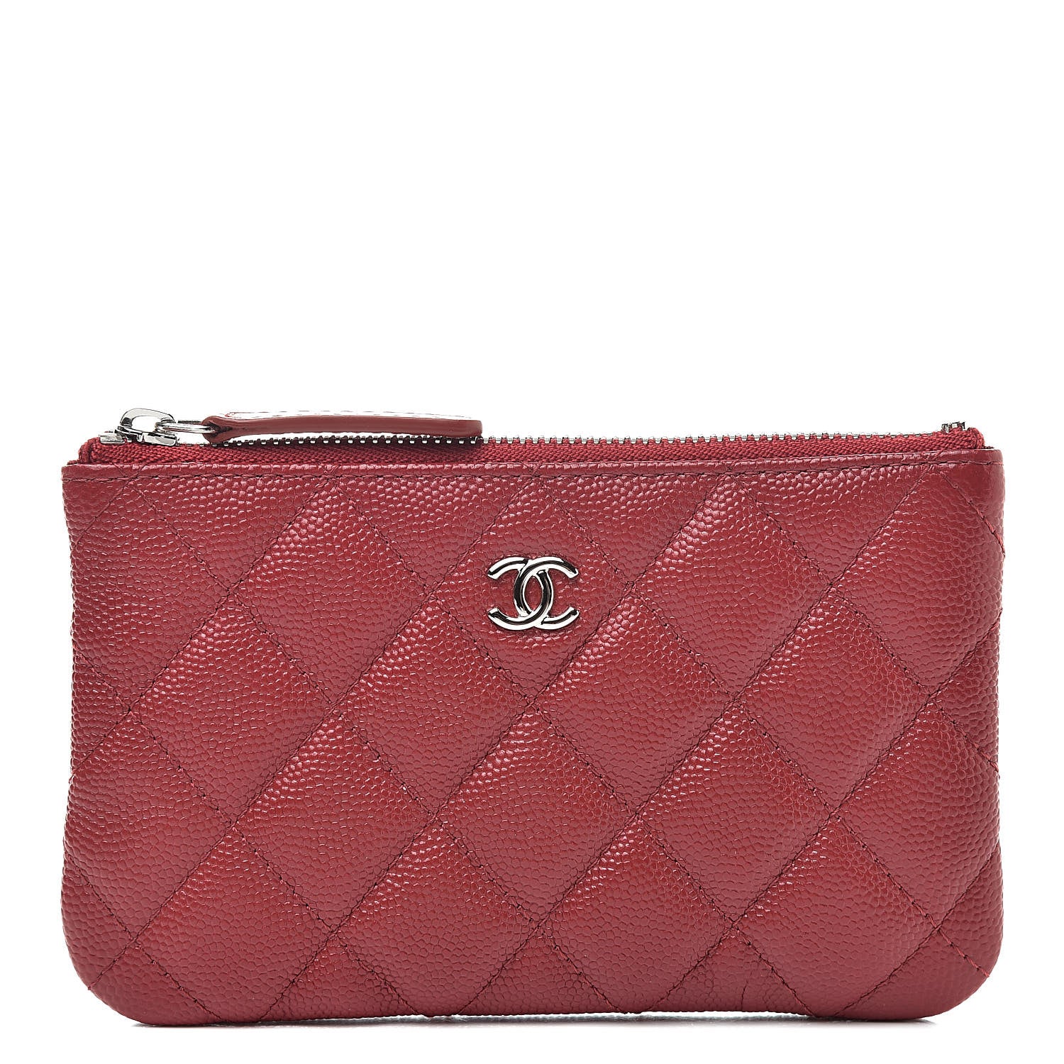 Chanel Caviar Quilted Small Cosmetic Case Dark Red 1 of 8