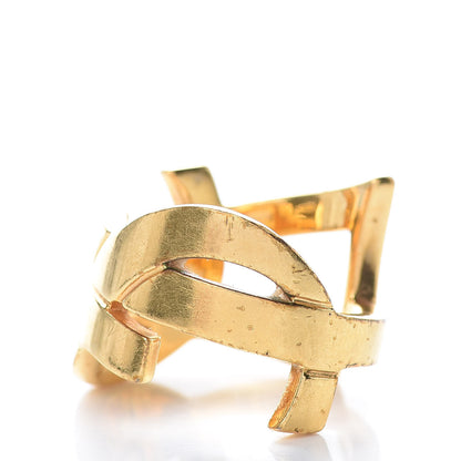 Saint Laurent Brass Monogram Cassandre Ring 7.5 Gold 3 of 5