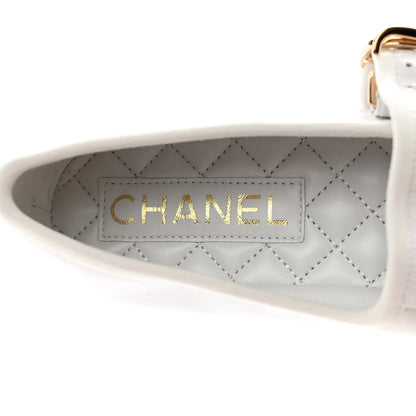 Chanel Lambskin Mary Jane Flats 37.5 White 7 of 9