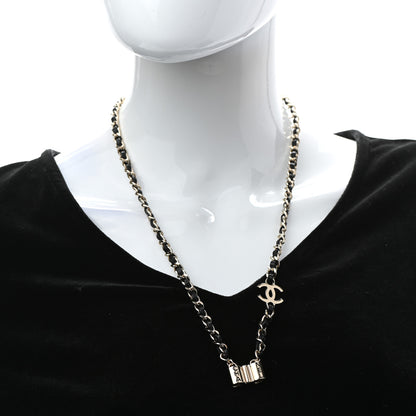 Chanel Metal Lambskin CC AirPods Necklace Gold Black 2 of 4
