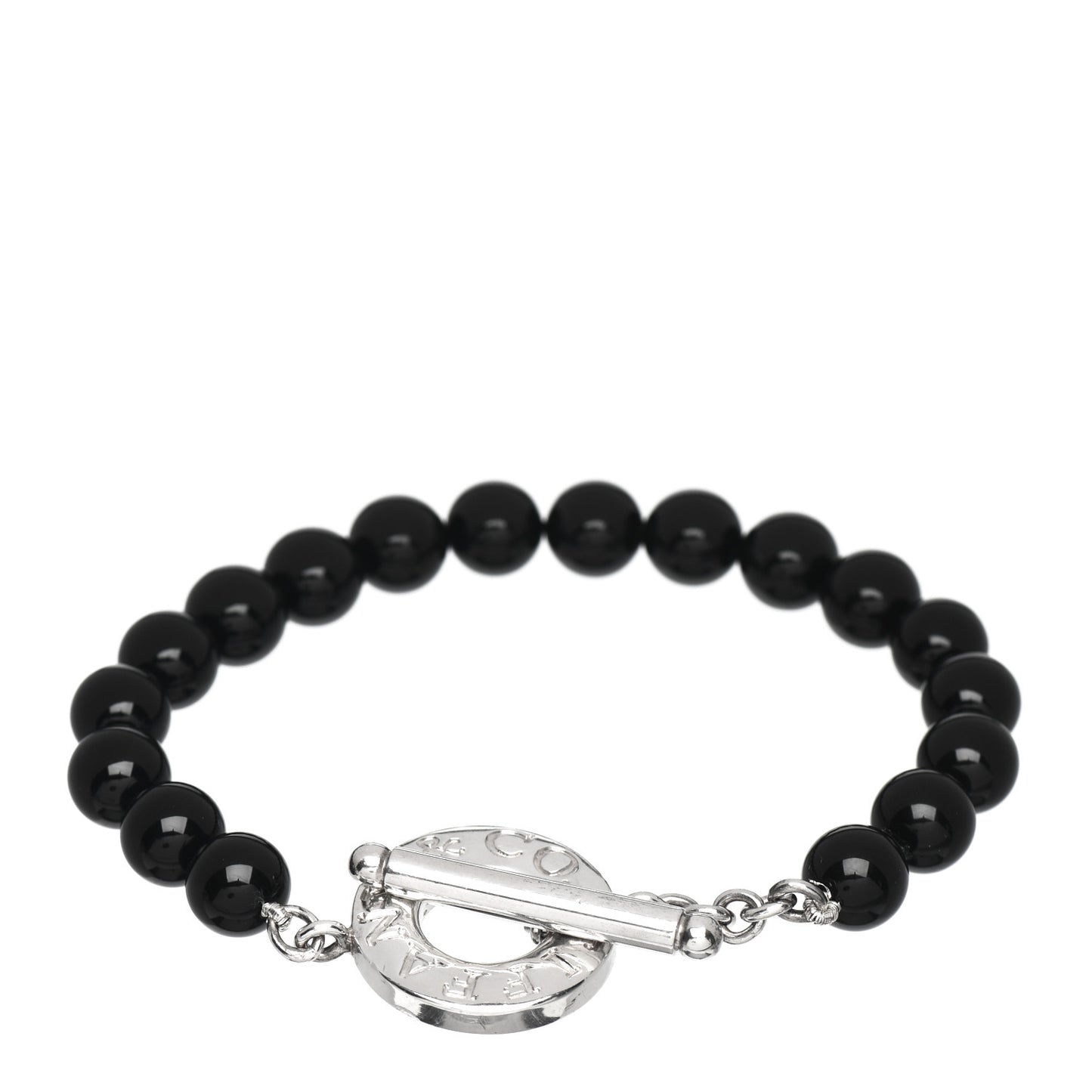 Sterling Silver Black Onyx Bead Toggle Bracelet