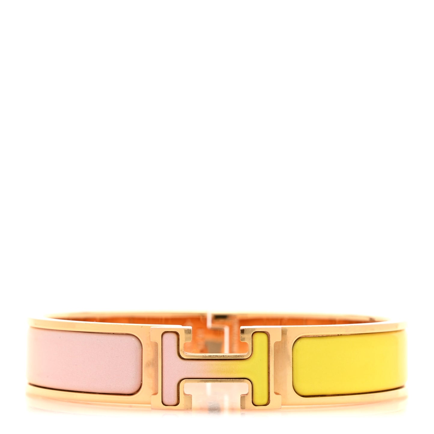 Enamel Narrow Clic Clac H Fusion Bracelet PM Rose Candeur Jaune Tennis