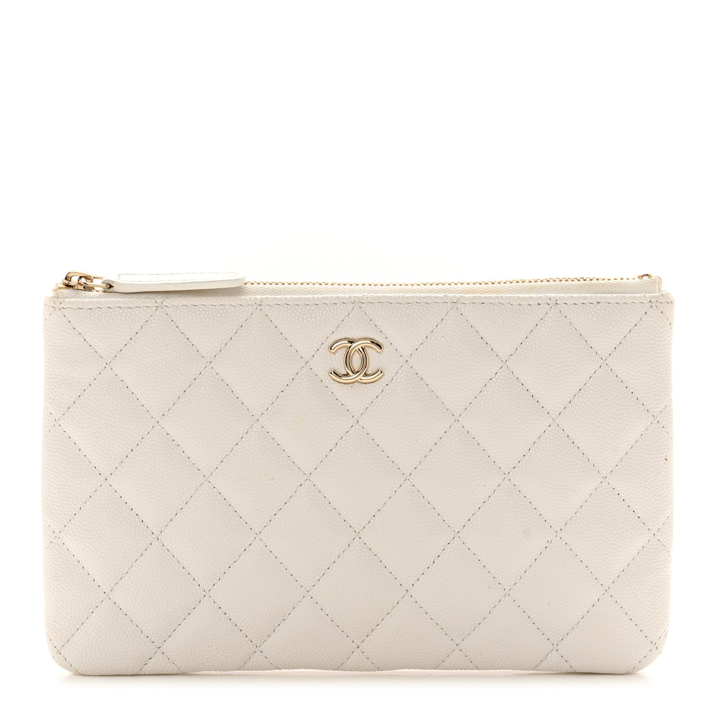 Caviar Quilted Cosmetic Case White