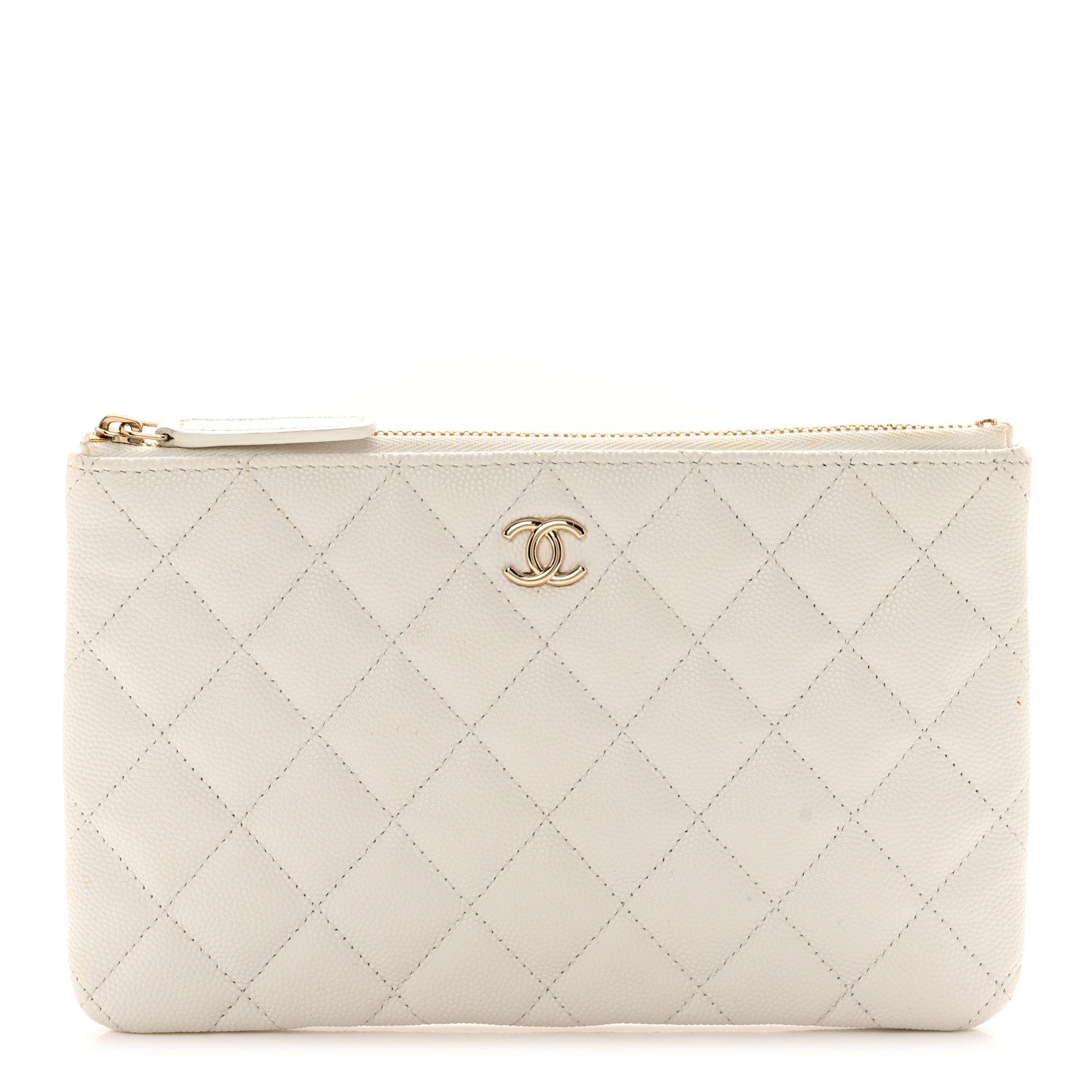 Chanel Caviar Quilted Cosmetic Case White 1 of 8