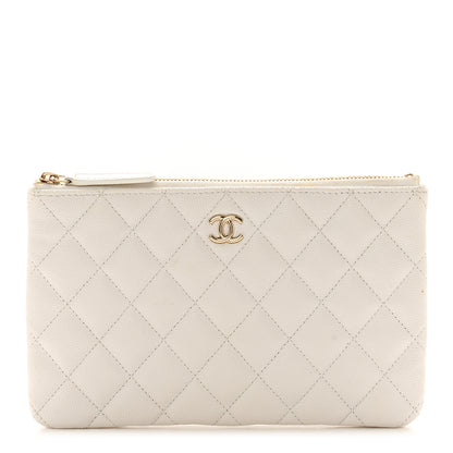 Chanel Caviar Quilted Cosmetic Case White 1 of 8