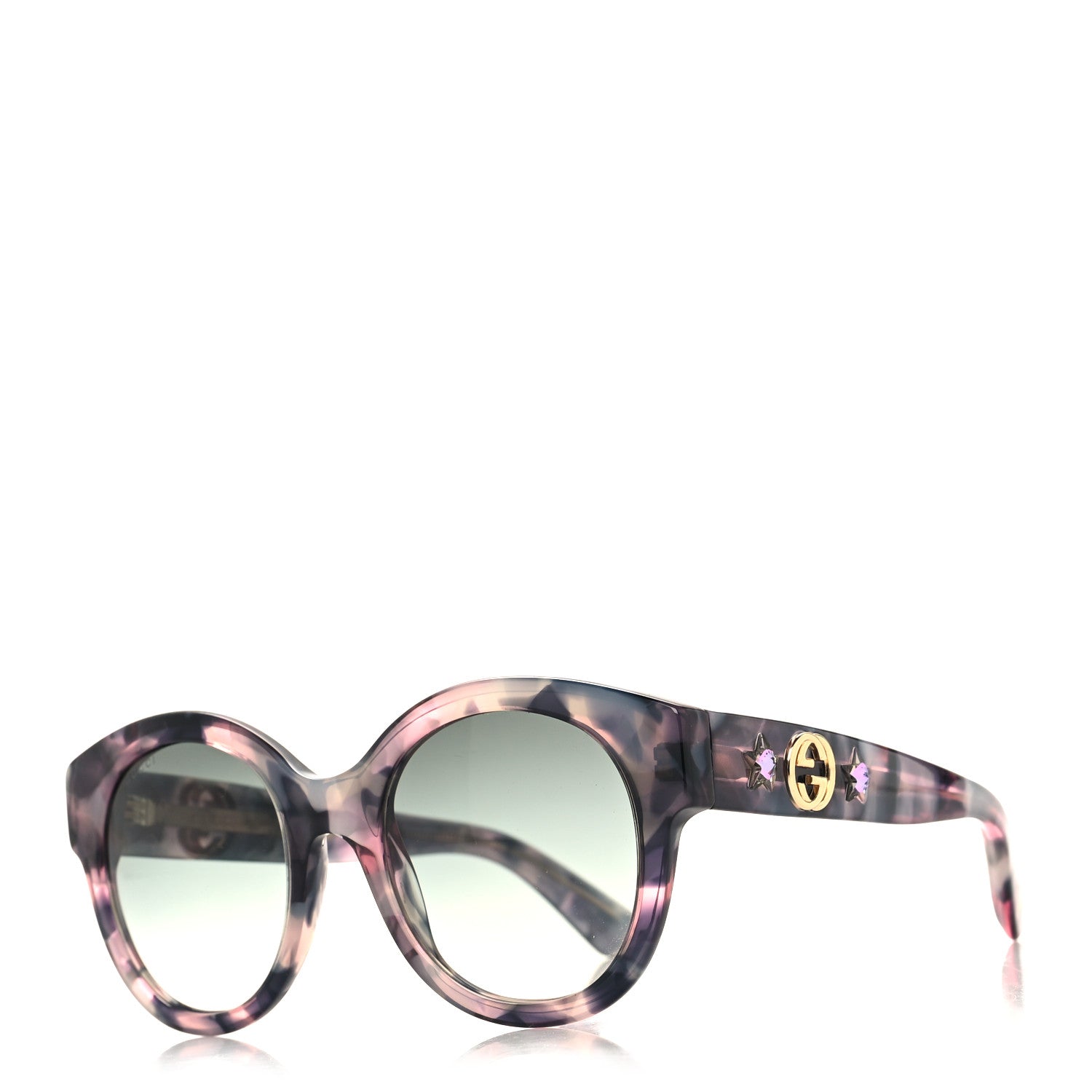 Gucci Round Frame GG Star Sunglasses GG0207S Grey Pink 1 of 7