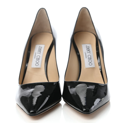 Jimmy Choo Patent Pointy Toe Romy 100 Pumps 38 Black 2 of 7
