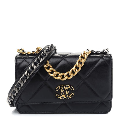 Chanel Lambskin Quilted Chanel 19 Wallet On Chain WOC Black 1 of 10