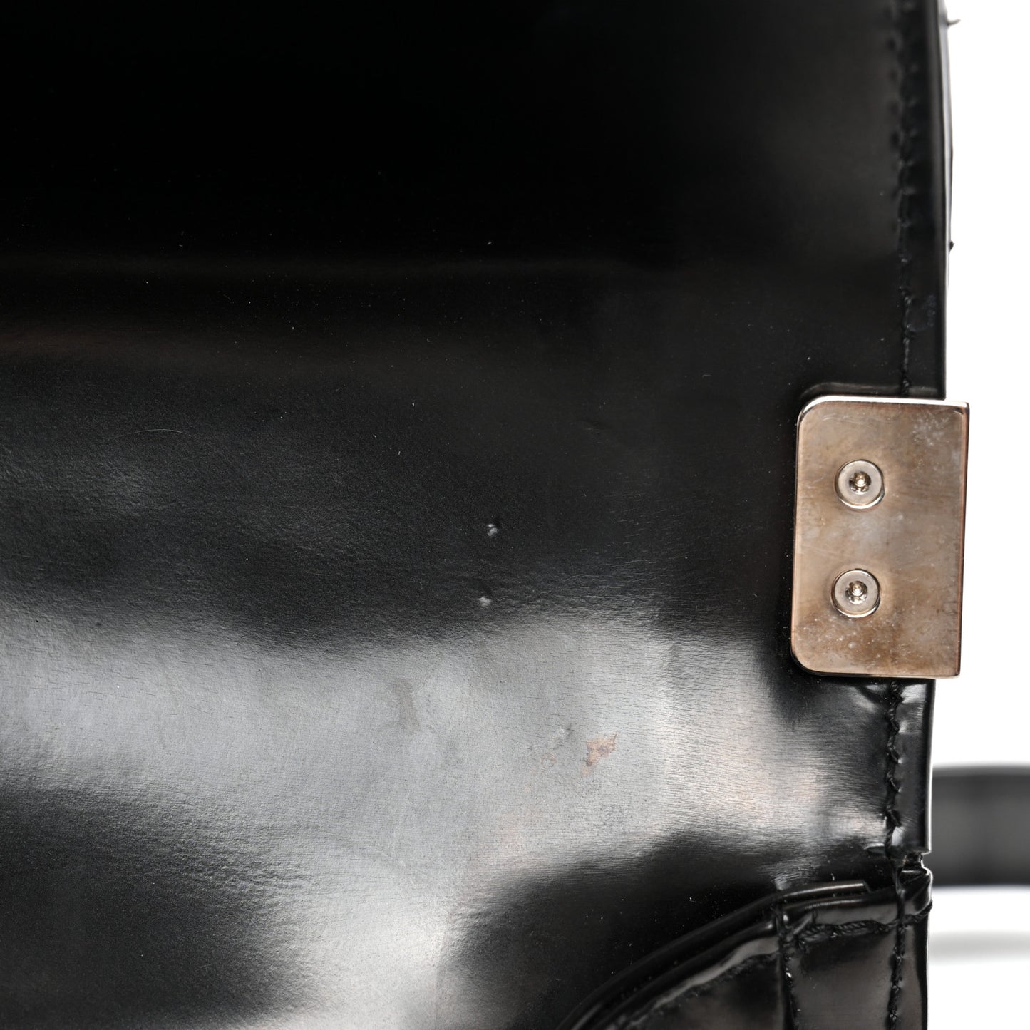 Glazed Calfskin Medium Boy Flap Black
