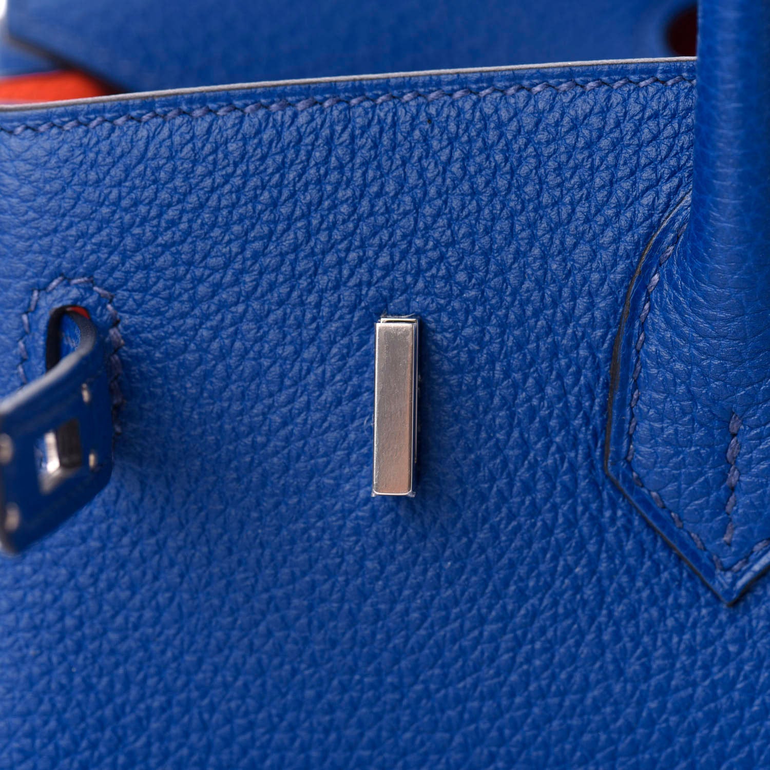 Hermes Togo Verso Birkin 25 Bleu Royal Capucine 26 of 35