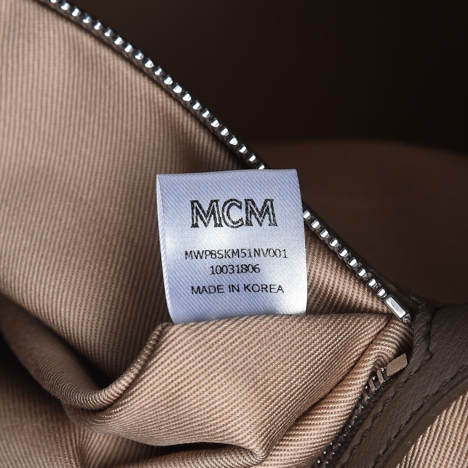 MCM Grained Calfskin Monogram Medium Klara Top Zip Tote Urban Taupe 7 of 8