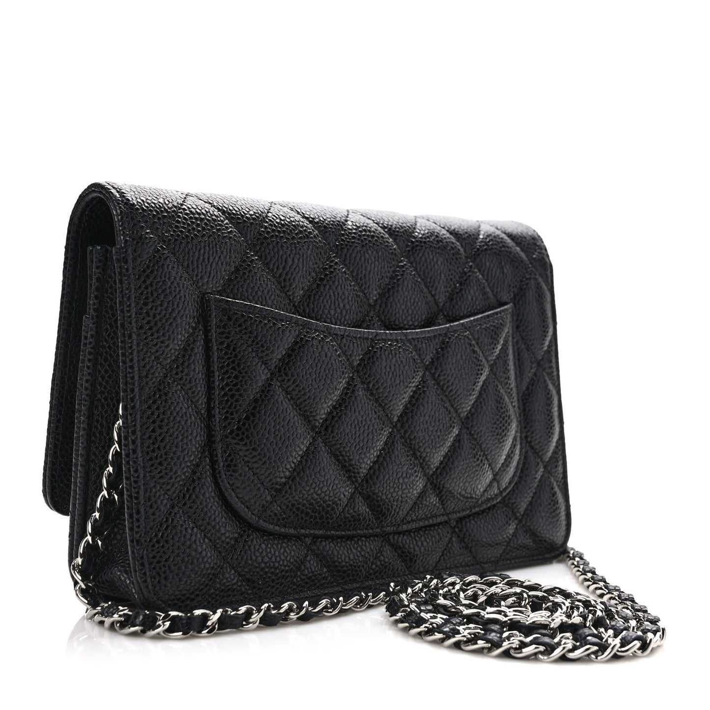 Caviar Quilted Wallet on Chain WOC Black