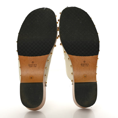 Gucci Calfskin Bamboo Horsebit Clogs 41 Mystic White 5 of 9