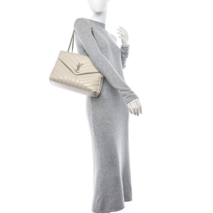 Saint Laurent Calfskin Y Quilted Monogram Medium Loulou Chain Satchel Crema Soft 2 of 9
